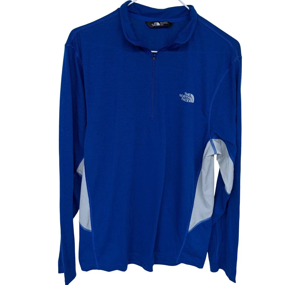 Mens The North Face 1/2 Zip Running Shirt Medium VaporWick Blue Breathable